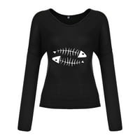 Ženska Moda Casual Print V-izrez labave duge rukave majica Top bluza pulover Trendy jesen odjeća Shirt
