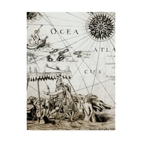Zaštitni znak Likovna umjetnost' mapa kompas Ruža krupni plan ' platno Umjetnost Vintage Lavoie