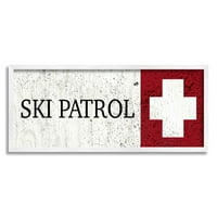 Stupell Industries Distressed Ski Patrol Sign rustikalni uzorak zrna, 10, dizajn Valerie Wieners