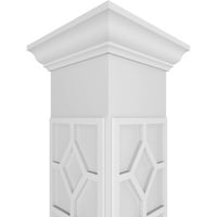 Ekena Millwork 12 W 8'H Craftsman Classic Square Non-Konusni Kinsman Fretwork kolona w Crown Capital & Crown Base