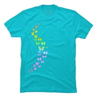 Leptiri u boji duge muške okeansko plave grafičke majice - dizajn ljudi 3XL