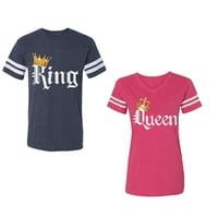 King & Queen Color Unise Par koji odgovara pamučnom dresu Stil majica kontrastne pruge na rukavima