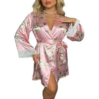 Ženska Noćna odjeća za Dan zaljubljenih čipkasti cvjetni Print Kimono haljine pidžame Loungwear Sleepwear