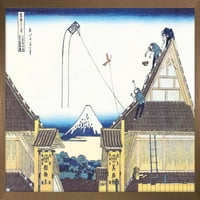 Kite koji leti iz krova Katushika Hokusai zidni poster, 22.375 34 Uramljeno