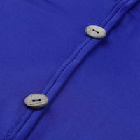 Skpblutn ženske majice zimska jesen ležerni udobni vrhovi gomila ovratnik dugme labava majica okrugli izrez dugi rukavi majice plava l