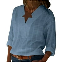 Ženska majica s dugim rukavima V'e, casual labava bluza u boji