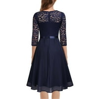 Odjeća Clearance formalne haljine za žene čipkasti Dugi rukav V izrez Midi haljina labava tanka kroja