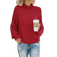 Prodaja ženski pleteni džemper Dugi rukav jednobojna trikotaža s visokim ovratnikom okrugli vrat labavi