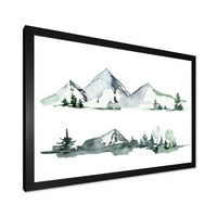 Designart 'drveće sa zimskim tamnoplavim planinskim pejzažom II' moderni uokvireni umjetnički Print