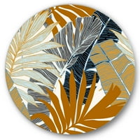 Designart 'Abstract Tropical Summer Banana Leaves and Palm Tree' Modern Circle Metal Wall Art-disk of