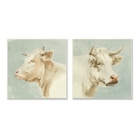 Stupell Industries Vintage Farm goveda krave akvarel portret bež plava, 12, dizajn Emma Caroline