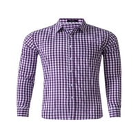 Paille Muškarci Odbijaju Ovratnik Modna Bluza Regular Fit Work Shirts Dugi Rukav Holiday Tunic Shirt Tops Purple L