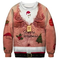 Ženska Moda Božić Print pulover etničke Retro T-Shirt Funny Božić Dugi rukav okrugli vrat pulover parovi Tops Pink XL