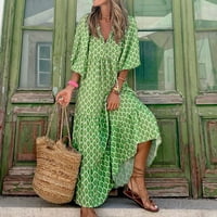 Ljetne haljine za žene V-izrez Floral Fit & Flare Dress srednje dužine Casual Fit & Flare haljine Green