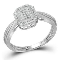 10kt Bijelo zlato ženski okrugli dijamantni kvadratni okvir klaster suženi prsten s drškom Cttw