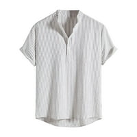 Pamučna posteljina bluza za muškarce rever labavi kratki rukav plus veličina boja majica za patchwork