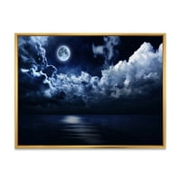 Designart 'Noć punog Mjeseca u oblačnom nebu' moderni uramljeni platneni zidni umjetnički Print