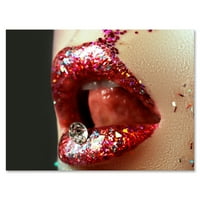 Umjetnička djevojka usne šminka fotografija platnena Art Print