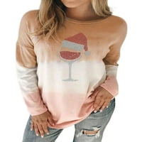 Avamo dame labavo vinsko staklo Print pulover posade Crew Okrugli ovratnik vrhovi gradijentna salon majica
