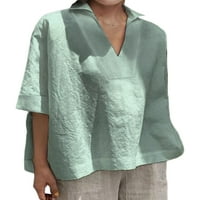 REJLUN Ženska majica Solid Color TEE V izrez T Majica Baggy Tunic Bluza Osnovni odmor Ljetni vrhovi Lake