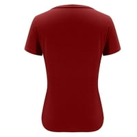 Ženske bluze Žene Ležerne prilike sa čvrstom bojom V-izrez kratki rukav za džepni rukav Top bluza majica