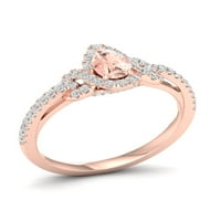 Imperial dragi kamen 10k ružičasto zlato kruška Morganite CT TW Diamond Halo ženski prsten