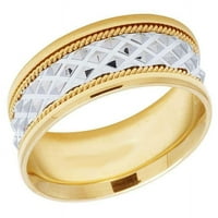 Muške dame 14K dva tona zlatna udobnost Fit uže za vjenčani prsten za vjenčanje -11