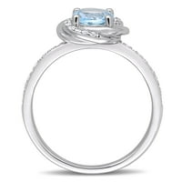 Miabella ženski karat T. G. W. Nebesko plavi Topaz i karat T. W. dijamant 10kt oreol zaručnički prsten