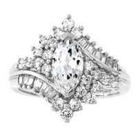 Jay srce dizajnira srebrni markiz simulirani bijeli dijamantni prsten