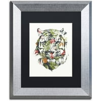 Zaštitni znak Likovna umjetnost' Tropski Tigar ' platno Art Robert Farkas, crni mat, srebrni okvir