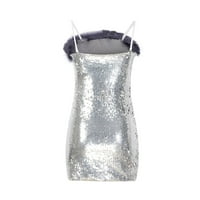 Ženske trendove odobrenja Žene Ljeto bez rukava Top Sexy Party Backlex Solid Color Mini haljina Silver