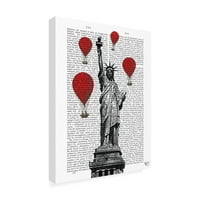 Zaštitni znak likovne umjetnosti 'Kip slobode i baloni sa crvenim toplim zrakom' platnena Umjetnost Fab