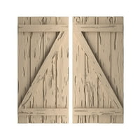 Ekena Millwork 22 W 76 H Rustikalna četvero ploča spojena ploča-N-Batten Pecky Cypress Fau drvene kapke
